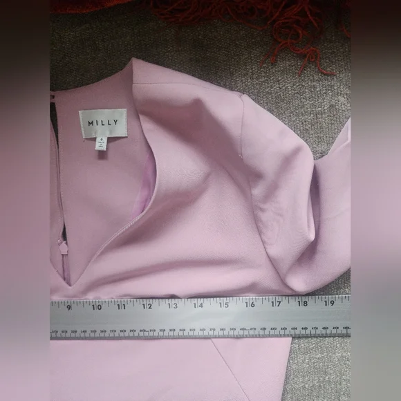 Milly Pink Mauve Bell Sleeve Shift Dress | Flounce Sleeve V-Neck Mini - Picture 10 of 13